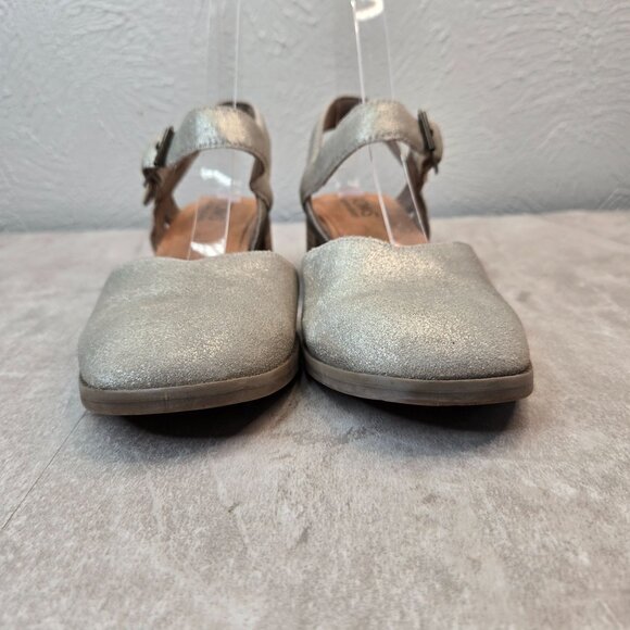 Toms Jaclyn Maryjane Pumps Leather Silver Dressy Low Block Heel Comfort Shoe 6.5 - Picture 3 of 13